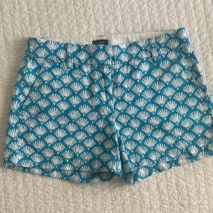 J. Crew Teal and White Fan Print Women's Shorts